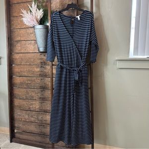 Daily Ritual Knit Wide leg Romper Navy & White stripes size Medium NWOT